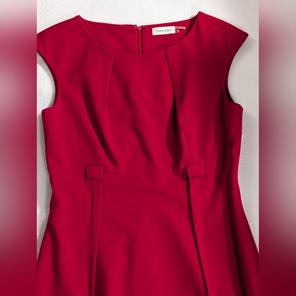 Calvin Klein Magnificent Red Sleeveless Dress, Size 8, Perfect for Holidays - Picture 2 of 7
